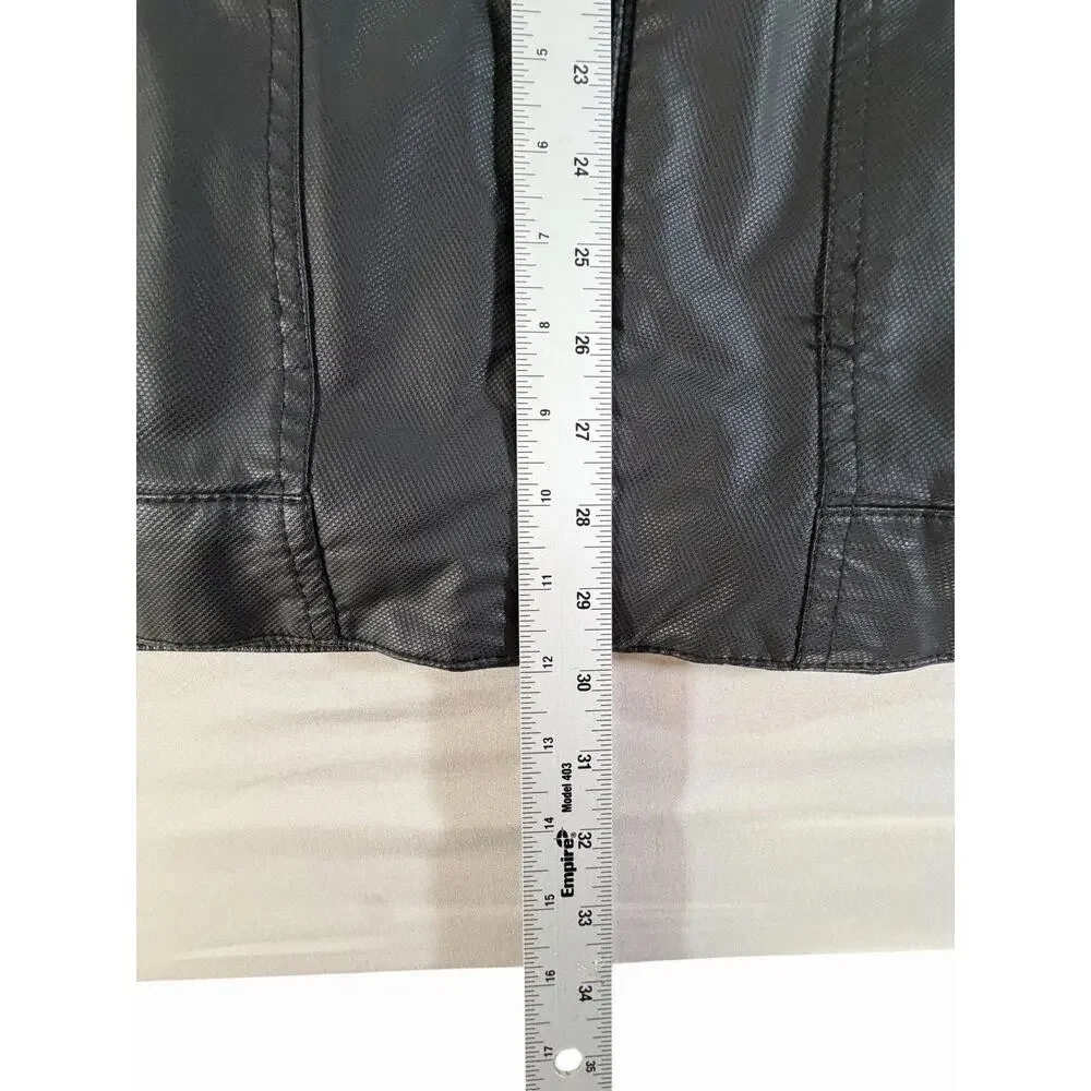 APT 9 Faux Leather Moto Jacket Mens XXL Black Full Zip Motorcycle Vegan Coat